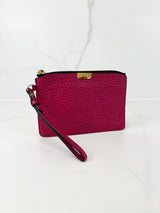 Burberry Pebbled Burgundy Leather Pouch