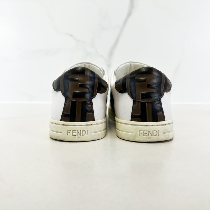 Fendi White FF Leather Sneakers Size 36