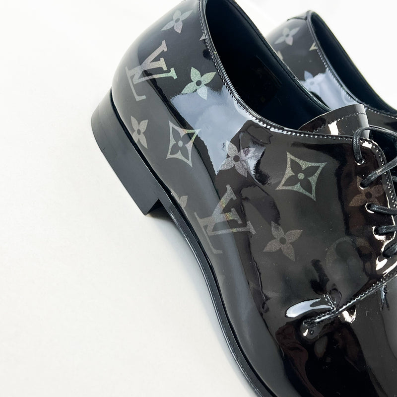 Louis Vuitton Black Monogram Patent Leather Oxford Dress Shoe Size 7