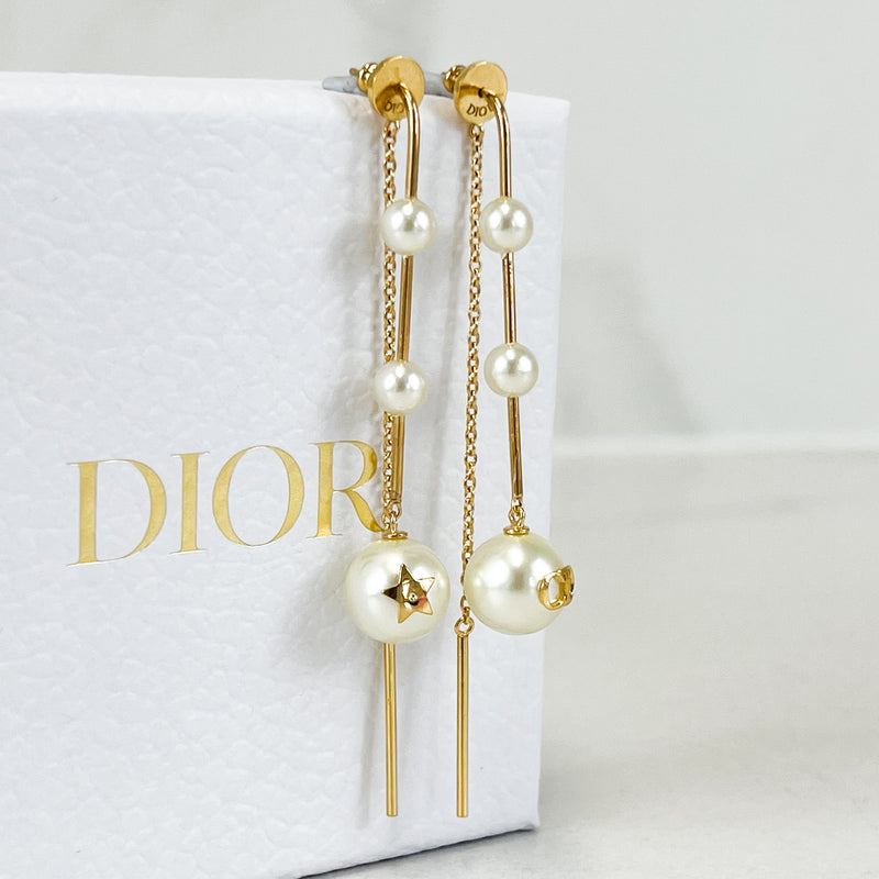 Christian Dior Star/Pearl Drop Down Earrings