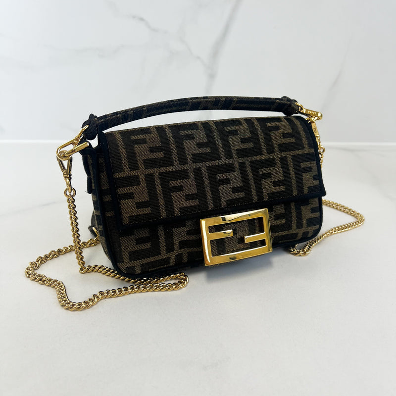 Fendi FF Jacquard FF Fabric Baguette Bag