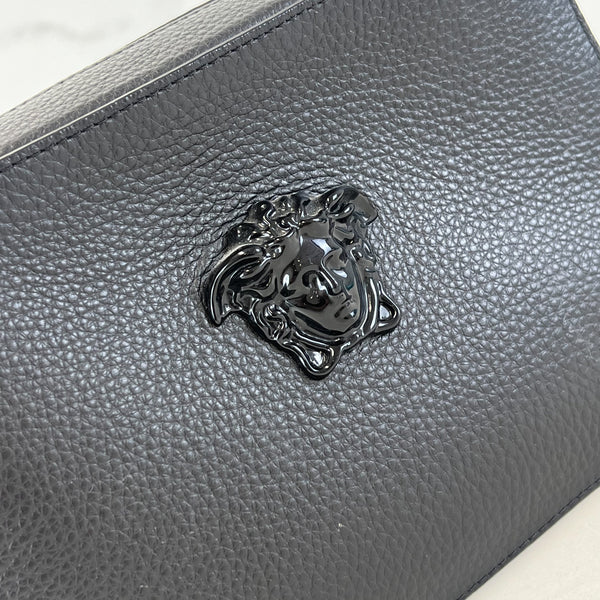 Versace Black Medusa Grained Calfskin Crossbody