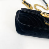 Gucci GG Marmont Matelasse Mini Black Velvet Flap Shoulder Bag