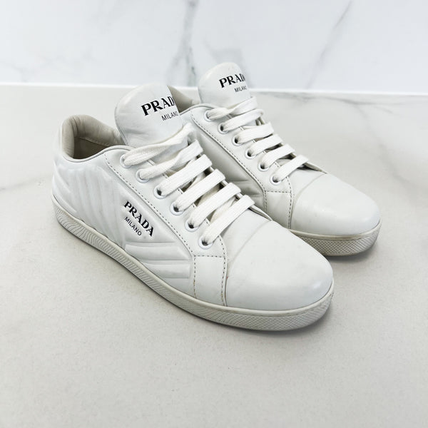 Prada White Leather Sneaker Size 36