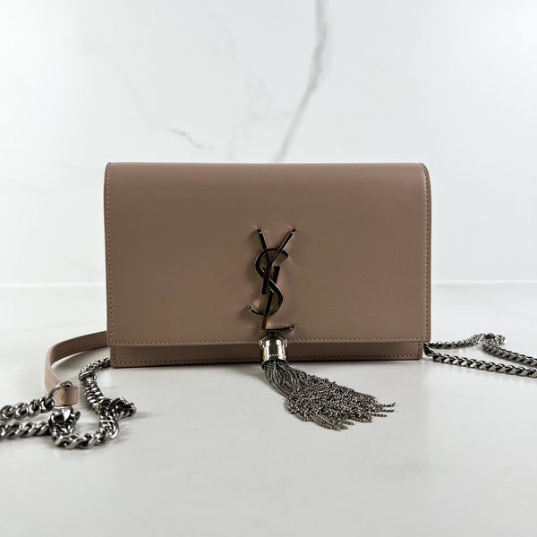 Saint Laurent Calfskin Monogram Kate Tassel Chain Wallet