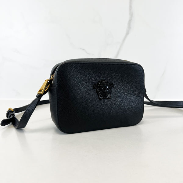 Versace Black Medusa Grained Calfskin Crossbody