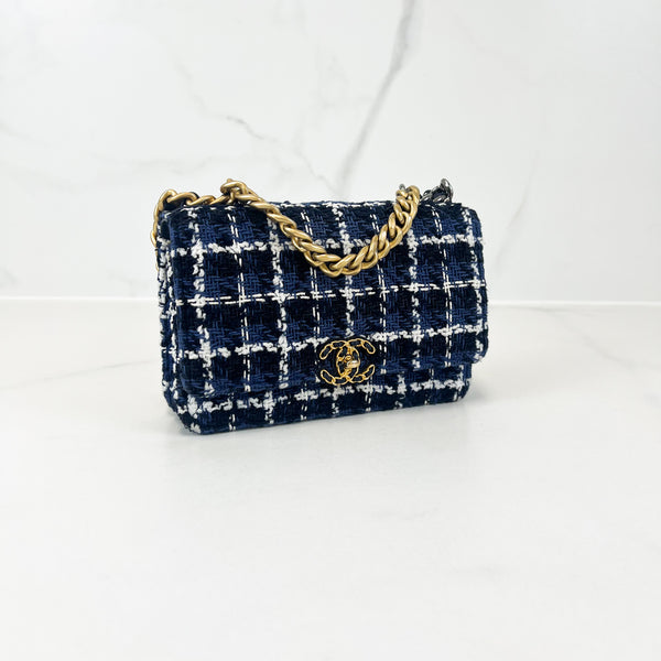 Chanel Wool Tweed & Gold Tone Metal Wallet on Chain