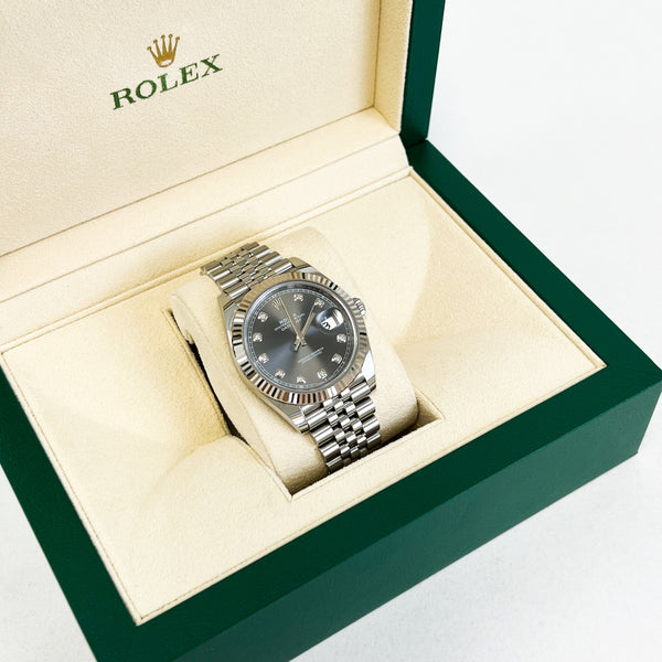 Rolex Datejust 41mm Diamond Dial Fluted Bezel Oyster Perpetual