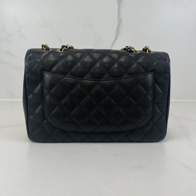 Chanel Classic Jumbo Single Flap Caviar Shoulder Bag GHW