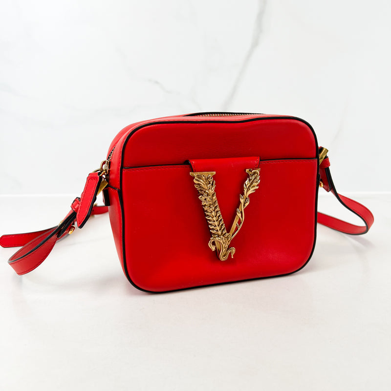 Versace Red Virtus Shoulder Bag with GHW