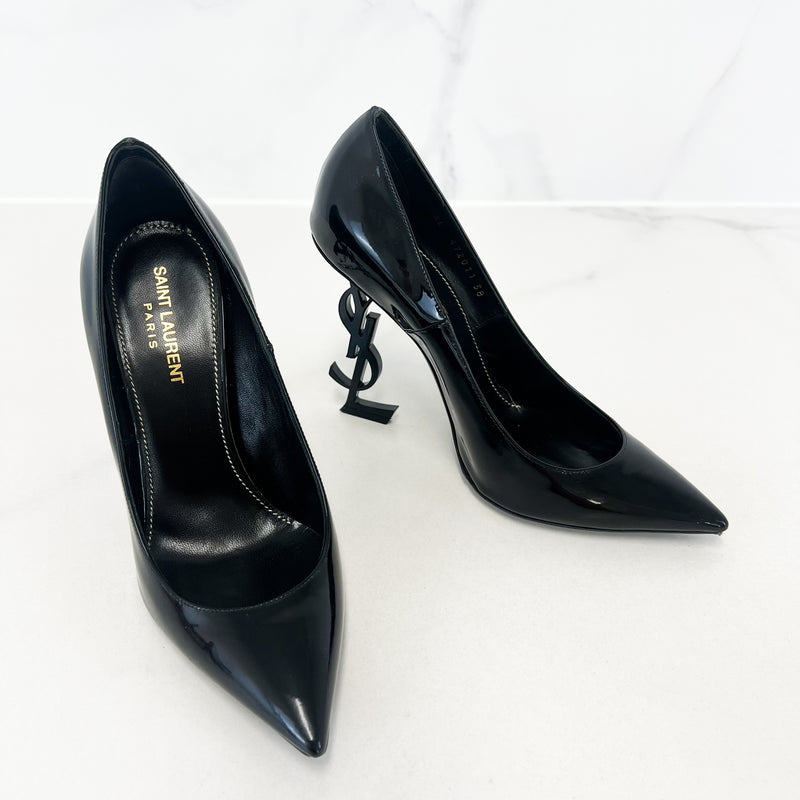 Saint Laurent Opyum Black Leather Pumps BHW Size 38