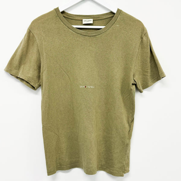 Saint Laurent Khaki Logo Print T-Shirt Size XS