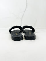 Chanel Black Quilted Leather Slides Size 39