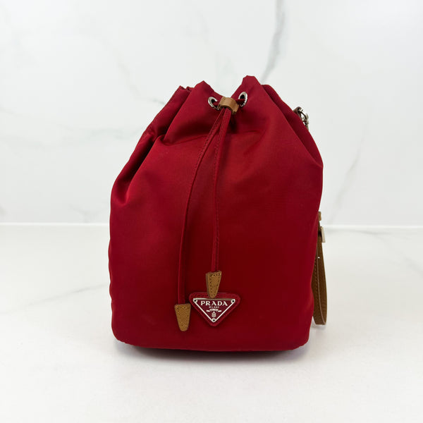 Prada Red Nylon Wristlet Bag