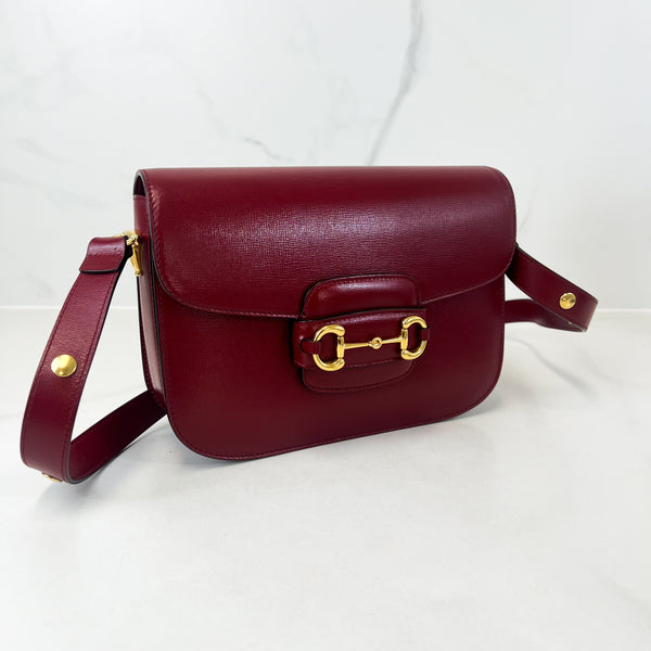 Gucci Horsebit 1955 Small Shoulder Bag in Red Leather