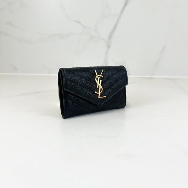 Saint Laurent Black Small Envelope Wallet with GHW