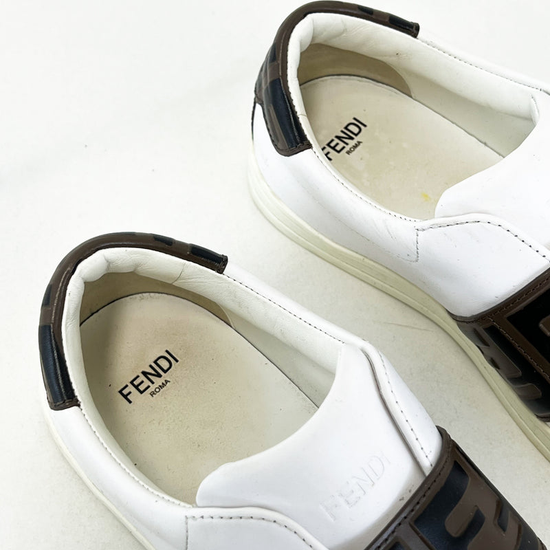 Fendi White FF Leather Sneakers Size 36