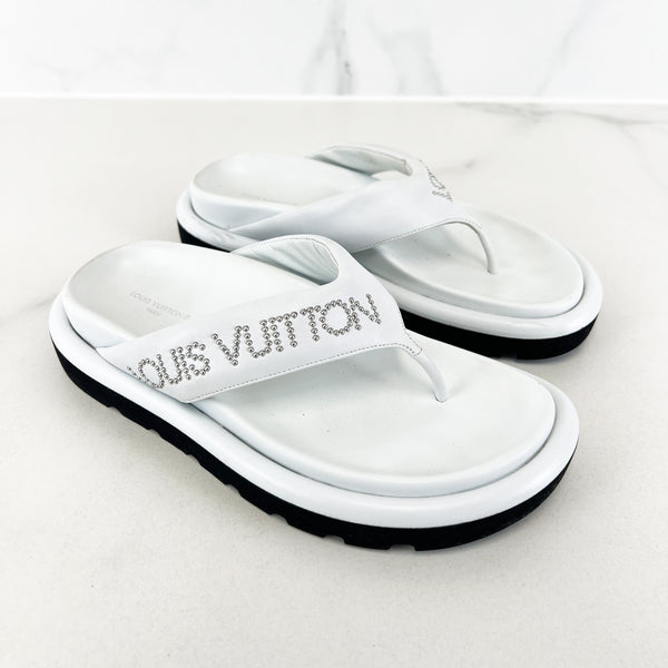 Louis Vuitton White Open Toe Platform Slides Size 36