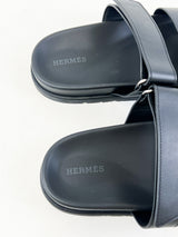 Hermes Chypre Sandals Noir Size 39.5