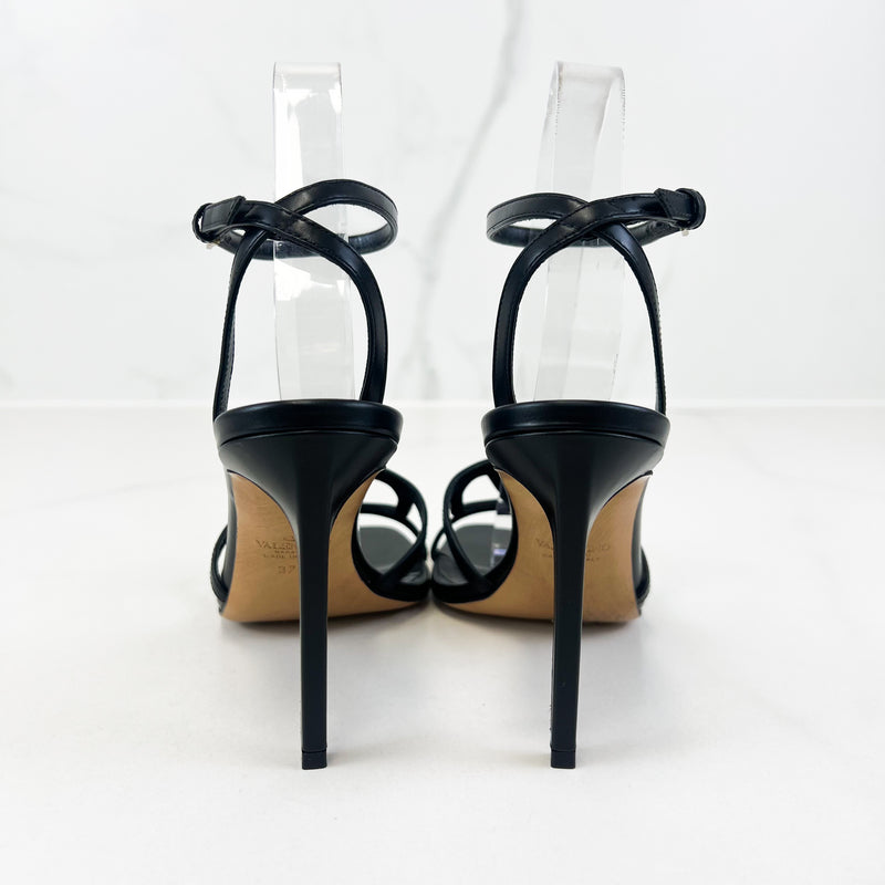 Valentino Black Leather Sandal Size 37.5