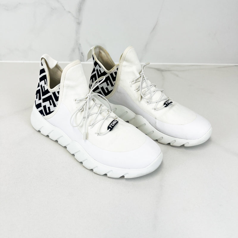 Fendi Motif Mesh ‘High’ White Sneakers Size 40