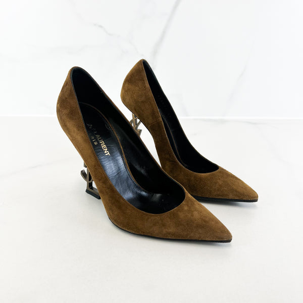 Saint Laurent Opyum Pump in Suede Brown Size 37