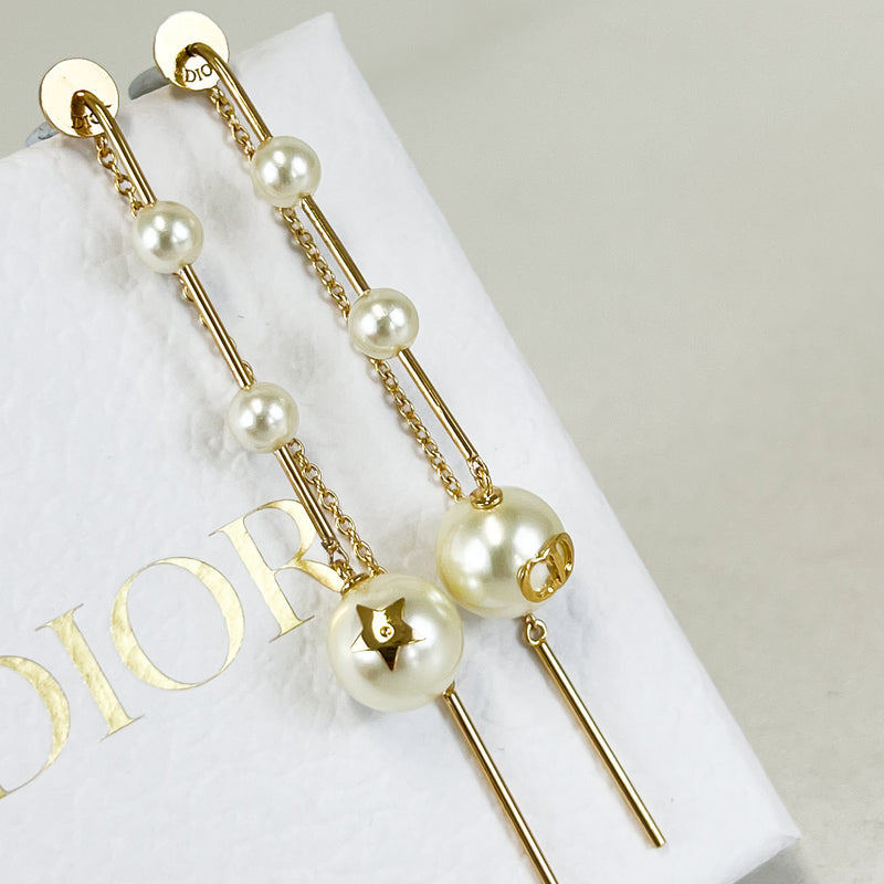 Christian Dior Star/Pearl Drop Down Earrings