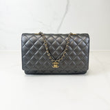 Chanel Silver Calfskin Large Shoulder Bag