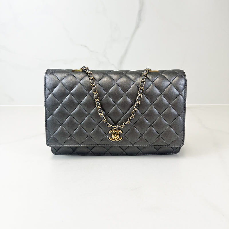 Chanel Silver Calfskin Large Shoulder Bag