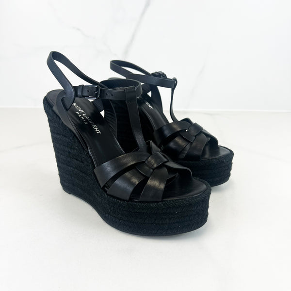 Saint Laurent Black Tribute Wedge 130mm Size 38.5