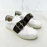 Fendi White FF Leather Sneakers Size 36