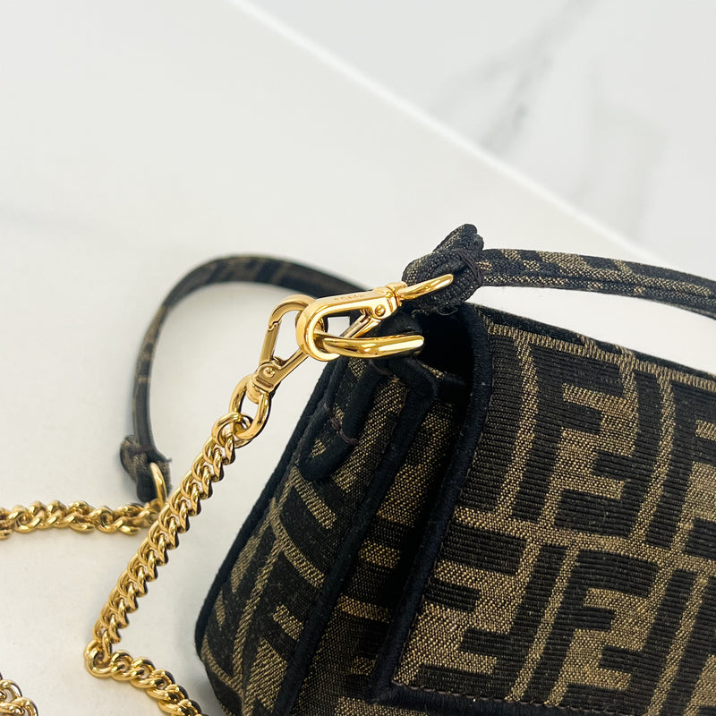 Fendi FF Jacquard FF Fabric Baguette Bag