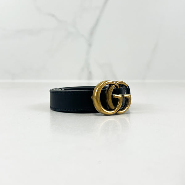 Gucci GG Black Belt 20mm Size 80