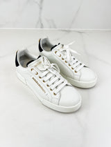 Dolce & Gabbana Portofino Calfskin Leather Sneaker with Pearl