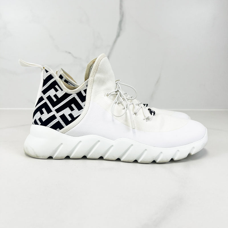 Fendi Motif Mesh ‘High’ White Sneakers Size 40