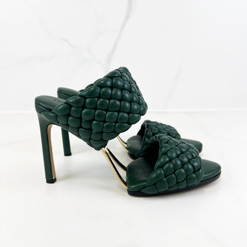 Bottega Veneta Green Curve Leather Mule Size 37