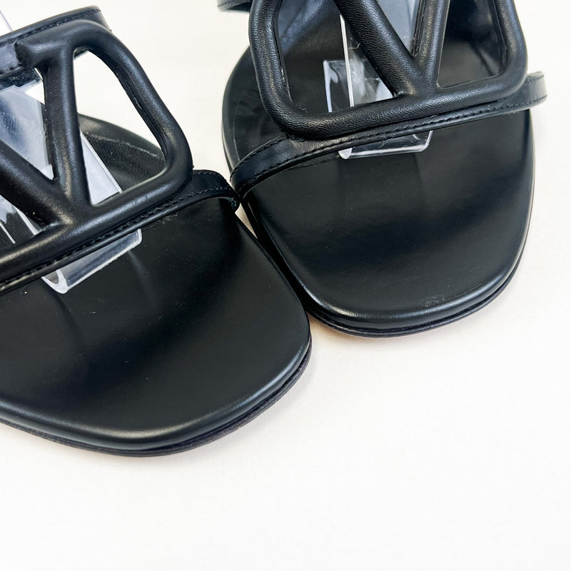 Valentino Black Leather Sandal Size 37.5