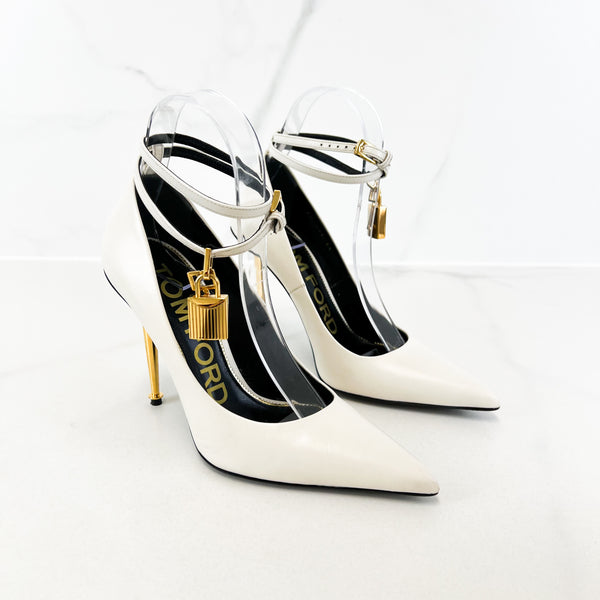 Tom Ford White Ankle Padlock Pump Size 35