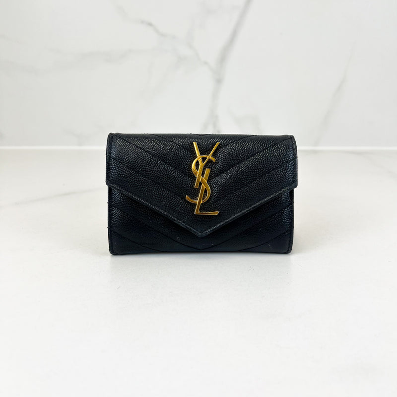 Saint Laurent Black Small Envelope Wallet with GHW