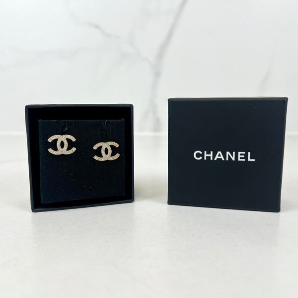 Chanel CC Crystal Stud Earrings