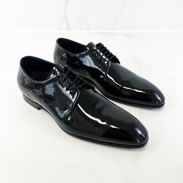 Louis Vuitton Black Monogram Patent Leather Oxford Dress Shoe Size 7