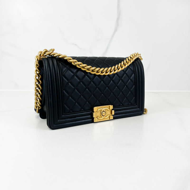 Chanel Black Old Medium Calfskin Boy Bag GHW