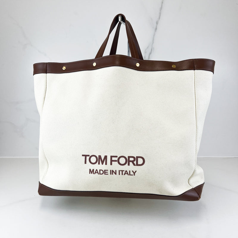 Tom Ford White Canvas Tote Bag