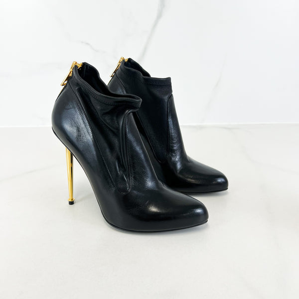 Tom Ford Black Stiletto Leather Boots Size 38.5