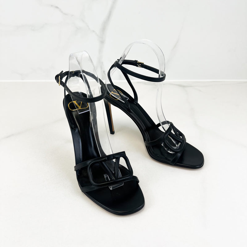 Valentino Black Leather Sandal Size 37.5