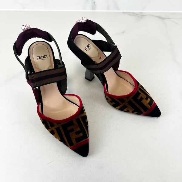 Fendi Colibri Velvet FF Pumps Size 36