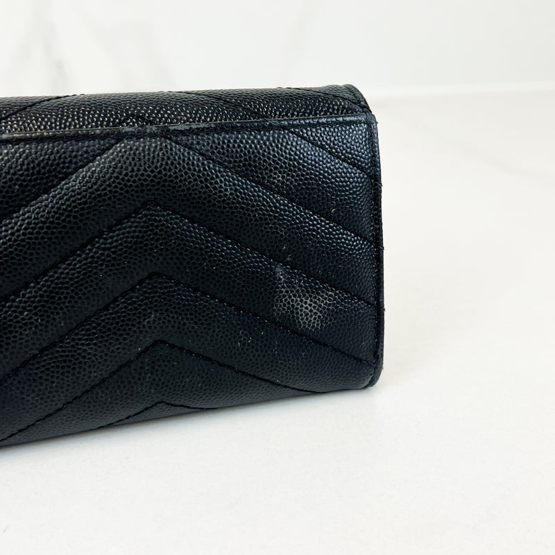 Saint Laurent Black Small Envelope Wallet with GHW