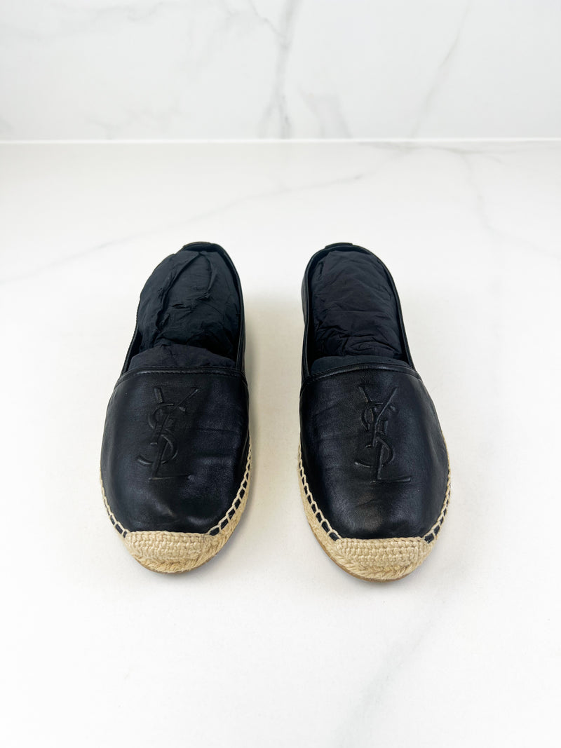 Saint Laurent Black Monogram Espadrilles Size 38