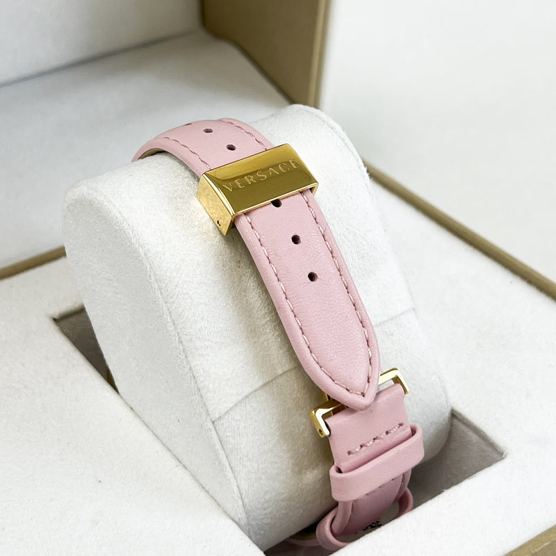 Versace Pink 36mm Empire Leather Strap Watch
