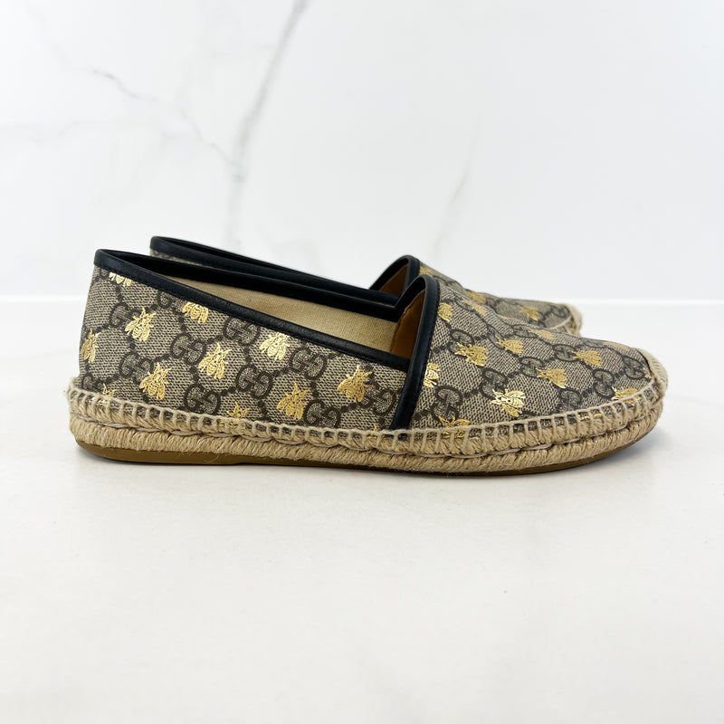 Gucci GG Supreme Canvas Espadrilles Size 38.5